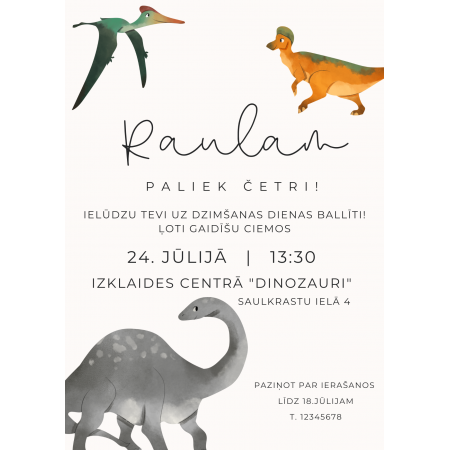 Ielūgums "Dinozauri"