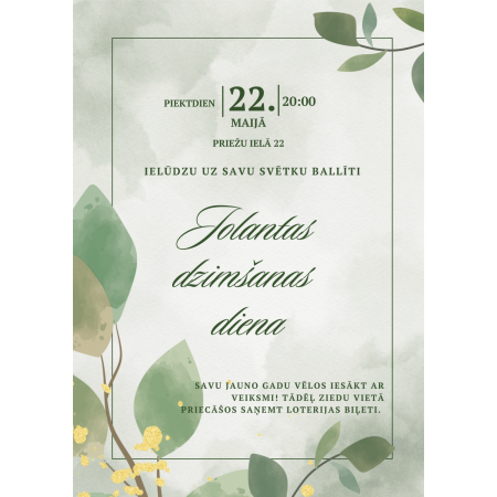 Ielūgums "Zaļš ar zeltu"