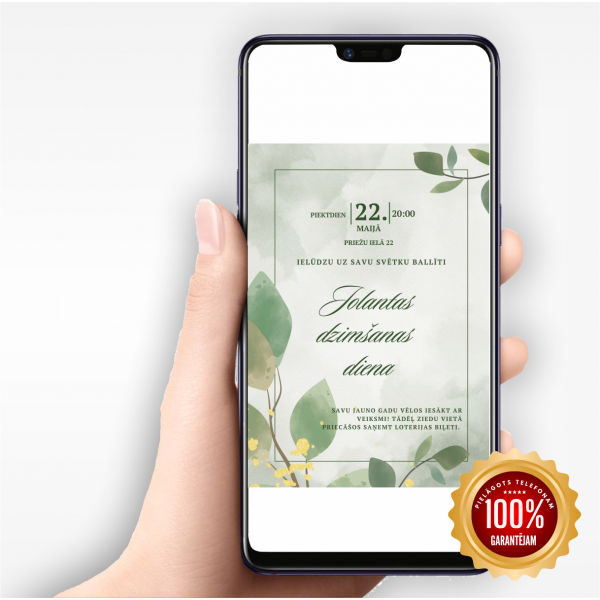 Digitālais ielūgums "Zaļš ar zeltu"